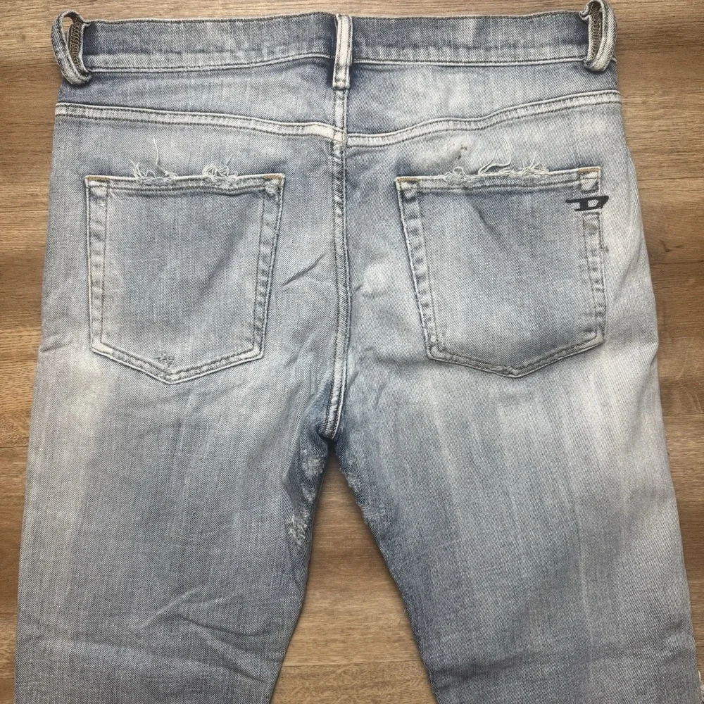 Diesel D-Strukt Jeans Mens 32x27 Light Blue Slim Distressed Made In Italy 009UI